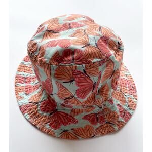Toddler Girl's Millymook Orange Butterfly Reversible Bucket Hat Size 2-5 Years